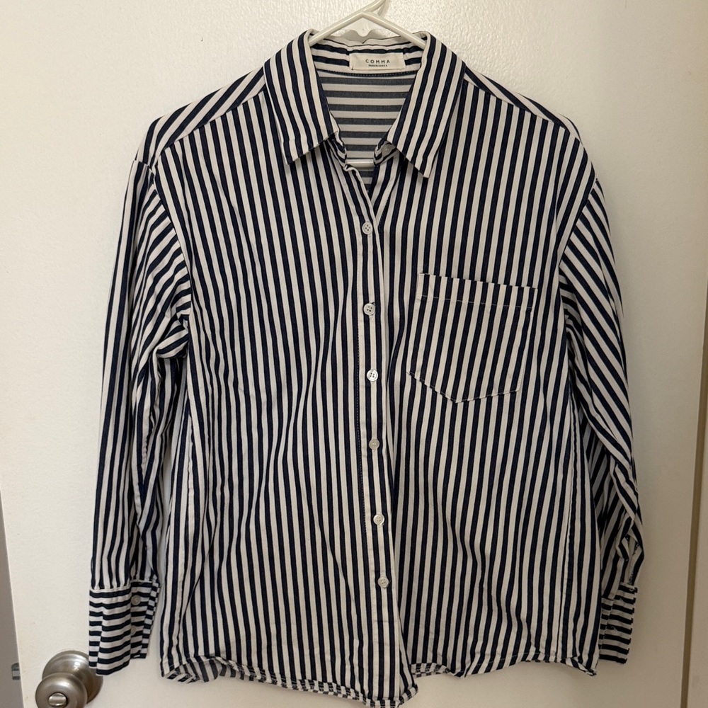Navy and White Striped Shirt